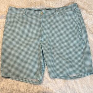 Men's Pro-Tour Aqua Checkered Flat Front Shorts